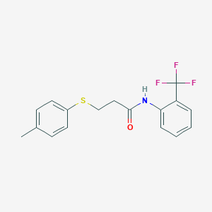 molecular formula C17H16F3NOS B296334 3-[(4-methylphenyl)sulfanyl]-N-[2-(trifluoromethyl)phenyl]propanamide 