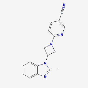 molecular formula C17H15N5 B2963342 6-[3-(2-Methylbenzimidazol-1-yl)azetidin-1-yl]pyridine-3-carbonitrile CAS No. 2380177-29-5
