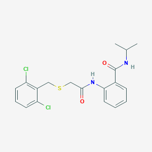 molecular formula C19H20Cl2N2O2S B296335 2-({[(2,6-dichlorobenzyl)sulfanyl]acetyl}amino)-N-isopropylbenzamide 