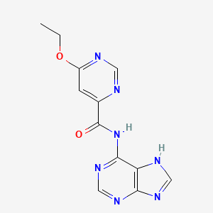 molecular formula C12H11N7O2 B2963352 6-ethoxy-N-(9H-purin-6-yl)pyrimidine-4-carboxamide CAS No. 2034580-80-6