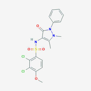 molecular formula C18H17Cl2N3O4S B296336 2,3-dichloro-N-(1,5-dimethyl-3-oxo-2-phenyl-2,3-dihydro-1H-pyrazol-4-yl)-4-methoxybenzenesulfonamide 