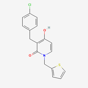molecular formula C17H14ClNO2S B2963369 3-(4-chlorobenzyl)-4-hydroxy-1-(2-thienylmethyl)-2(1H)-pyridinone CAS No. 303994-53-8