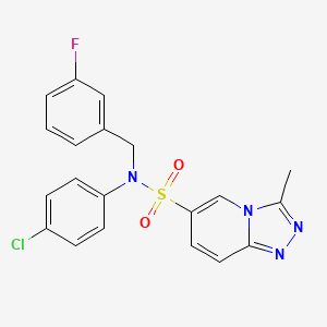 molecular formula C20H16ClFN4O2S B2963376 N-(4-chlorophenyl)-N-(3-fluorobenzyl)-3-methyl[1,2,4]triazolo[4,3-a]pyridine-6-sulfonamide CAS No. 1251620-77-5