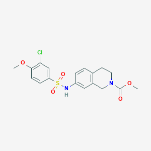 molecular formula C18H19ClN2O5S B2963378 methyl 7-(3-chloro-4-methoxyphenylsulfonamido)-3,4-dihydroisoquinoline-2(1H)-carboxylate CAS No. 1448034-75-0