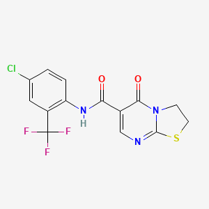 molecular formula C14H9ClF3N3O2S B2963382 N-(4-chloro-2-(trifluoromethyl)phenyl)-5-oxo-3,5-dihydro-2H-thiazolo[3,2-a]pyrimidine-6-carboxamide CAS No. 532965-78-9