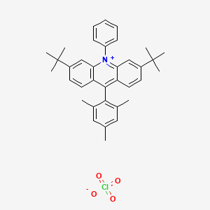 molecular formula C36H40ClNO4 B2963387 3,6-Di-tert-butyl-9-mesityl-10-phenylacridin-10-ium perchlorate CAS No. 2377107-96-3