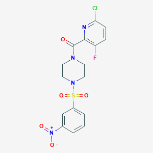 molecular formula C16H14ClFN4O5S B2963395 1-(6-Chloro-3-fluoropyridine-2-carbonyl)-4-(3-nitrobenzenesulfonyl)piperazine CAS No. 1445701-08-5