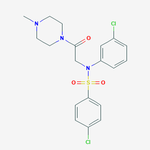 molecular formula C19H21Cl2N3O3S B296340 4-chloro-N-(3-chlorophenyl)-N-[2-(4-methylpiperazin-1-yl)-2-oxoethyl]benzenesulfonamide 
