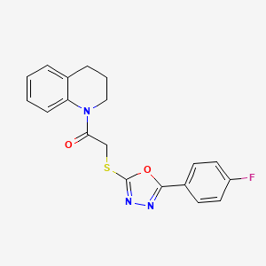 molecular formula C19H16FN3O2S B2963408 1-(3,4-dihydroquinolin-1(2H)-yl)-2-((5-(4-fluorophenyl)-1,3,4-oxadiazol-2-yl)thio)ethanone CAS No. 459861-19-9