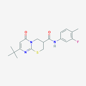 molecular formula C19H22FN3O2S B2963409 8-(tert-butyl)-N-(3-fluoro-4-methylphenyl)-6-oxo-2,3,4,6-tetrahydropyrimido[2,1-b][1,3]thiazine-3-carboxamide CAS No. 1421524-77-7
