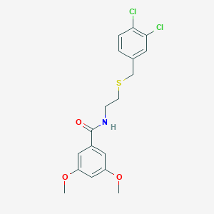 molecular formula C18H19Cl2NO3S B296341 N-{2-[(3,4-dichlorobenzyl)sulfanyl]ethyl}-3,5-dimethoxybenzamide 