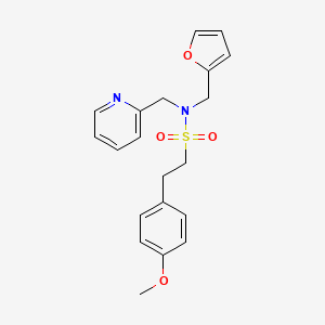 molecular formula C20H22N2O4S B2963414 N-(furan-2-ylmethyl)-2-(4-methoxyphenyl)-N-(pyridin-2-ylmethyl)ethanesulfonamide CAS No. 1286720-48-6