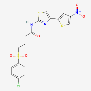 molecular formula C17H14ClN3O5S3 B2963420 4-((4-氯苯基)磺酰基)-N-(4-(4-硝基噻吩-2-基)噻唑-2-基)丁酰胺 CAS No. 941951-08-2