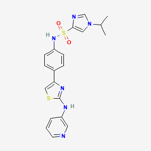 molecular formula C20H20N6O2S2 B2963423 1-isopropyl-N-(4-(2-(pyridin-3-ylamino)thiazol-4-yl)phenyl)-1H-imidazole-4-sulfonamide CAS No. 1797891-68-9