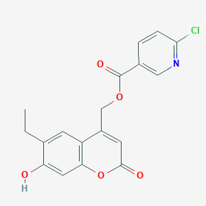 molecular formula C18H14ClNO5 B2963425 (6-Ethyl-7-hydroxy-2-oxochromen-4-yl)methyl 6-chloropyridine-3-carboxylate CAS No. 877405-00-0