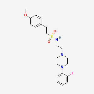 molecular formula C21H28FN3O3S B2963428 N-(2-(4-(2-氟苯基)哌嗪-1-基)乙基)-2-(4-甲氧基苯基)乙磺酰胺 CAS No. 1049393-10-3