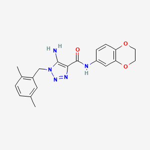 molecular formula C20H21N5O3 B2963429 5-amino-N-(2,3-dihydro-1,4-benzodioxin-6-yl)-1-[(2,5-dimethylphenyl)methyl]triazole-4-carboxamide CAS No. 899737-74-7