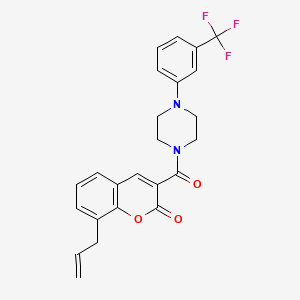 molecular formula C24H21F3N2O3 B2963434 8-allyl-3-({4-[3-(trifluoromethyl)phenyl]piperazino}carbonyl)-2H-chromen-2-one CAS No. 728031-51-4