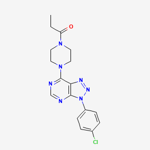 molecular formula C17H18ClN7O B2963436 1-(4-(3-(4-chlorophenyl)-3H-[1,2,3]triazolo[4,5-d]pyrimidin-7-yl)piperazin-1-yl)propan-1-one CAS No. 920389-10-2