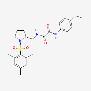 molecular formula C24H31N3O4S B2963439 N1-(4-ethylphenyl)-N2-((1-(mesitylsulfonyl)pyrrolidin-2-yl)methyl)oxalamide CAS No. 896283-08-2