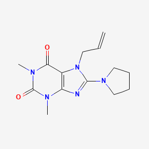molecular formula C14H19N5O2 B2963441 1,3-二甲基-7-丙-2-烯基-8-吡咯烷-1-基嘌呤-2,6-二酮 CAS No. 378207-76-2