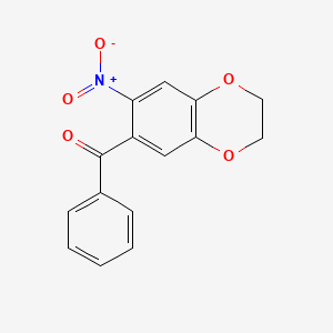 molecular formula C15H11NO5 B2963443 (7-Nitro-2,3-dihydro-benzo[1,4]dioxin-6-yl)-phenyl-methanone CAS No. 164526-10-7