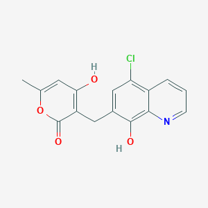 molecular formula C16H12ClNO4 B2963447 3-[(5-chloro-8-hydroxyquinolin-7-yl)methyl]-4-hydroxy-6-methyl-2H-pyran-2-one CAS No. 438025-44-6