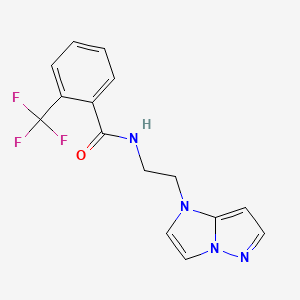molecular formula C15H13F3N4O B2963449 N-(2-(1H-咪唑并[1,2-b]吡唑-1-基)乙基)-2-(三氟甲基)苯甲酰胺 CAS No. 1797718-85-4