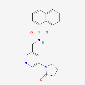 molecular formula C20H19N3O3S B2963452 N-((5-(2-oxopyrrolidin-1-yl)pyridin-3-yl)methyl)naphthalene-1-sulfonamide CAS No. 2034523-73-2