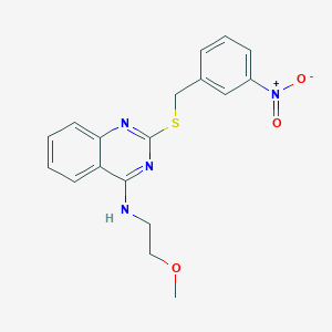 molecular formula C18H18N4O3S B2963454 N-(2-methoxyethyl)-2-((3-nitrobenzyl)thio)quinazolin-4-amine CAS No. 422532-98-7