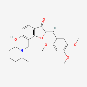 molecular formula C25H29NO6 B2963455 (Z)-6-hydroxy-7-((2-methylpiperidin-1-yl)methyl)-2-(2,4,5-trimethoxybenzylidene)benzofuran-3(2H)-one CAS No. 859662-13-8
