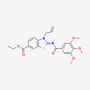molecular formula C23H24N2O6S B2963471 (Z)-ethyl 3-allyl-2-((3,4,5-trimethoxybenzoyl)imino)-2,3-dihydrobenzo[d]thiazole-6-carboxylate CAS No. 865174-59-0
