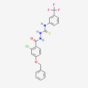 molecular formula C22H17ClF3N3O2S B2963472 2-[4-(苄氧基)-2-氯苯甲酰]-N-[3-(三氟甲基)苯基]-1-肼基碳酰硫代酰胺 CAS No. 478040-05-0