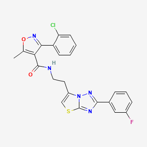 3-(2-chlorophenyl)-N-(2-(2-(3-fluorophenyl)thiazolo[3,2-b][1,2,4]triazol-6-yl)ethyl)-5-methylisoxazole-4-carboxamide
