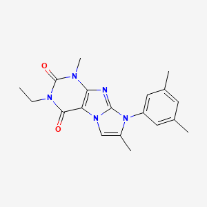 molecular formula C19H21N5O2 B2963483 8-(3,5-dimethylphenyl)-3-ethyl-1,7-dimethyl-1H-imidazo[2,1-f]purine-2,4(3H,8H)-dione CAS No. 877643-73-7