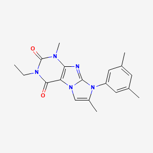 molecular formula C19H21N5O2 B2963483 8-(3,5-二甲基苯基)-3-乙基-1,7-二甲基-1H-咪唑并[2,1-f]嘌呤-2,4(3H,8H)-二酮 CAS No. 877643-73-7