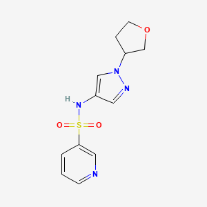 molecular formula C12H14N4O3S B2963484 N-(1-(tetrahydrofuran-3-yl)-1H-pyrazol-4-yl)pyridine-3-sulfonamide CAS No. 1797720-62-7