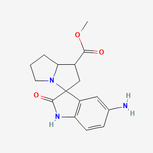 molecular formula C16H19N3O3 B2963485 Methyl 5-amino-2-oxo-1,1',2,2',5',6',7',7a'-octahydrospiro[indole-3,3'-pyrrolizine]-1'-carboxylate CAS No. 1005261-84-6