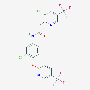 molecular formula C20H11Cl2F6N3O2 B2963496 2-[3-chloro-5-(trifluoromethyl)pyridin-2-yl]-N-[3-chloro-4-[5-(trifluoromethyl)pyridin-2-yl]oxyphenyl]acetamide CAS No. 692287-88-0
