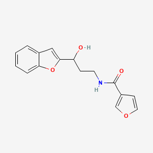 molecular formula C16H15NO4 B2963499 N-(3-(benzofuran-2-yl)-3-hydroxypropyl)furan-3-carboxamide CAS No. 1448137-64-1
