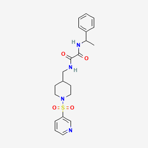 molecular formula C21H26N4O4S B2963517 N1-(1-苯乙基)-N2-((1-(吡啶-3-基磺酰基)哌啶-4-基)甲基)草酰胺 CAS No. 1428371-93-0