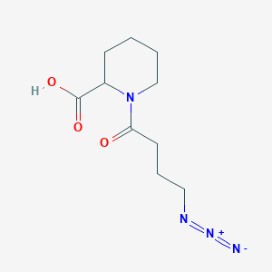 molecular formula C10H16N4O3 B2963534 1-(4-叠氮丁酰)哌啶-2-羧酸 CAS No. 2137473-71-1