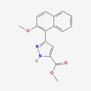 molecular formula C16H14N2O3 B2963539 5-(2-甲氧基萘-1-基)-1H-吡唑-3-甲酸甲酯 CAS No. 1273553-85-7