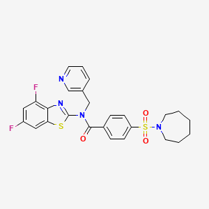 molecular formula C26H24F2N4O3S2 B2963541 4-(azepan-1-ylsulfonyl)-N-(4,6-difluorobenzo[d]thiazol-2-yl)-N-(pyridin-3-ylmethyl)benzamide CAS No. 898355-40-3