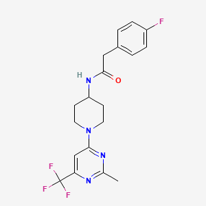 molecular formula C19H20F4N4O B2963545 2-(4-氟苯基)-N-{1-[2-甲基-6-(三氟甲基)嘧啶-4-基]哌啶-4-基}乙酰胺 CAS No. 1775527-26-8