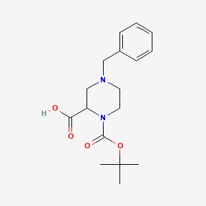 molecular formula C17H24N2O4 B2963548 4-苄基-1-(叔丁氧羰基)哌嗪-2-羧酸 CAS No. 1214057-04-1