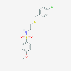 molecular formula C17H20ClNO3S2 B296355 N-{2-[(4-chlorobenzyl)sulfanyl]ethyl}-4-ethoxybenzenesulfonamide 