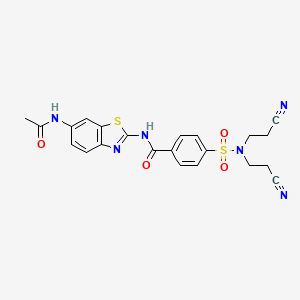 molecular formula C22H20N6O4S2 B2963551 N-(6-acetamidobenzo[d]thiazol-2-yl)-4-(N,N-bis(2-cyanoethyl)sulfamoyl)benzamide CAS No. 392236-34-9