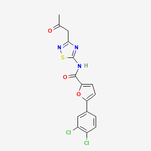 molecular formula C16H11Cl2N3O3S B2963556 5-(3,4-二氯苯基)-N-[3-(2-氧代丙基)-1,2,4-噻二唑-5-基]呋喃-2-甲酰胺 CAS No. 797768-87-7