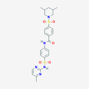 molecular formula C25H29N5O5S2 B2963558 4-((3,5-二甲基哌啶-1-基)磺酰基)-N-(4-(N-(4-甲基嘧啶-2-基)磺酰基)苯基)苯甲酰胺 CAS No. 868212-55-9